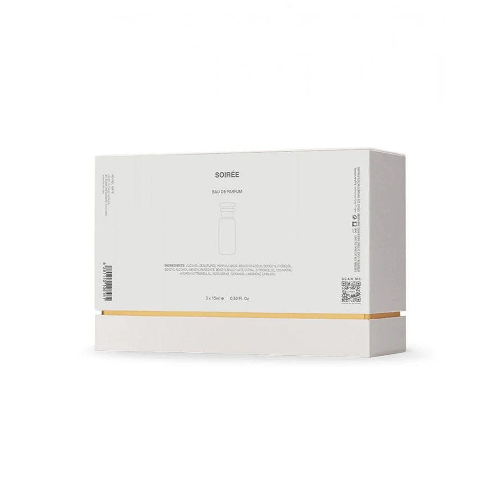 White box with gold accent on a white background