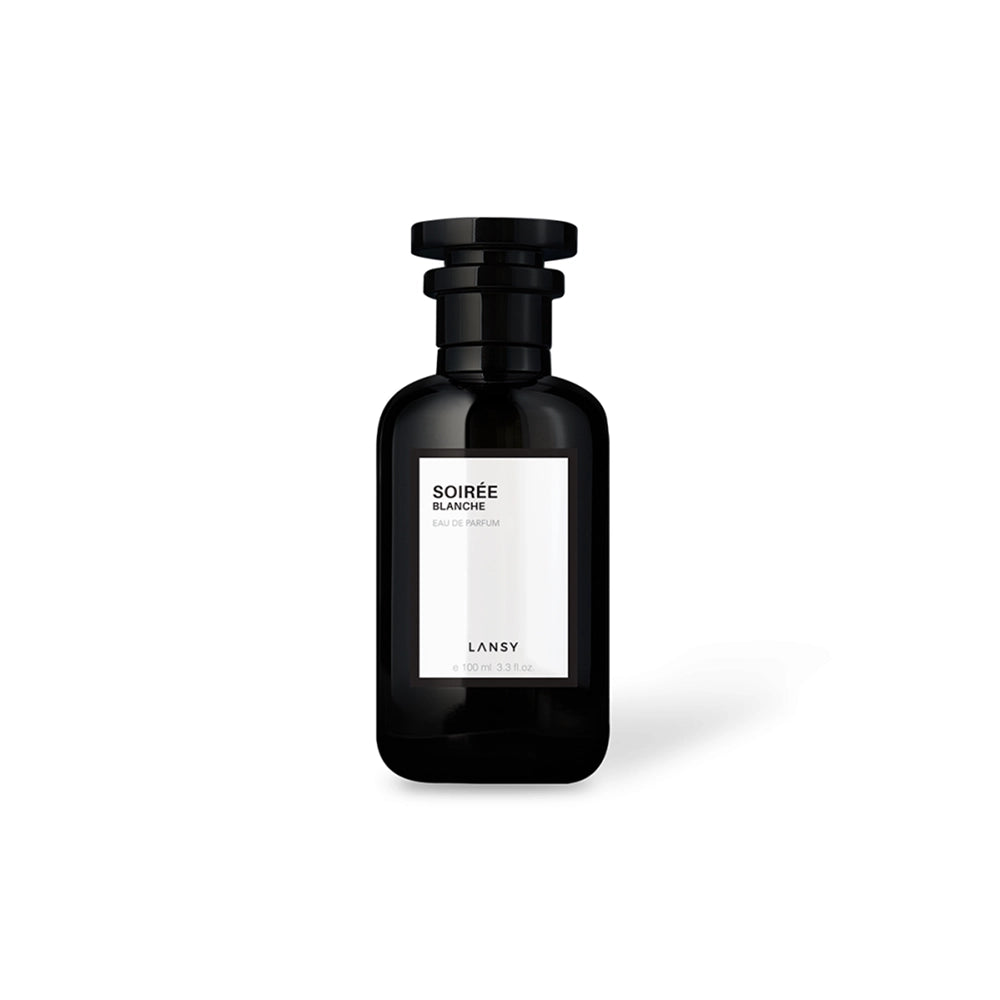 Black perfume bottle labeled &