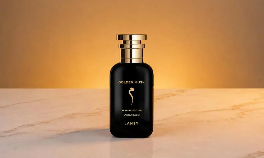 "Golden Musk perfume bottle by LANSY
