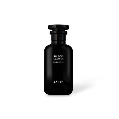 Black LANSY Amber Elite perfume bottle on a white background