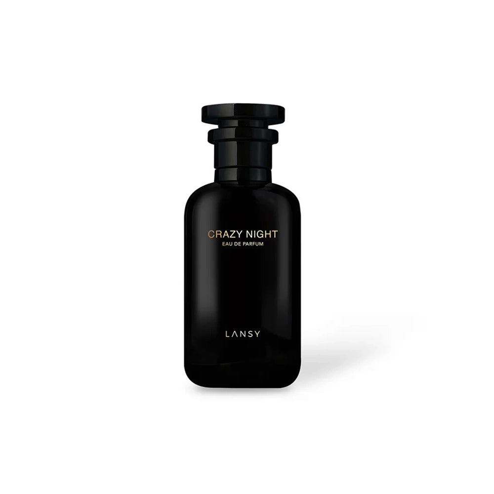 Black perfume bottle labeled &