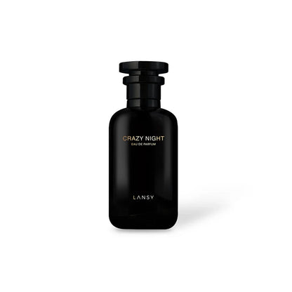 Black perfume bottle labeled &