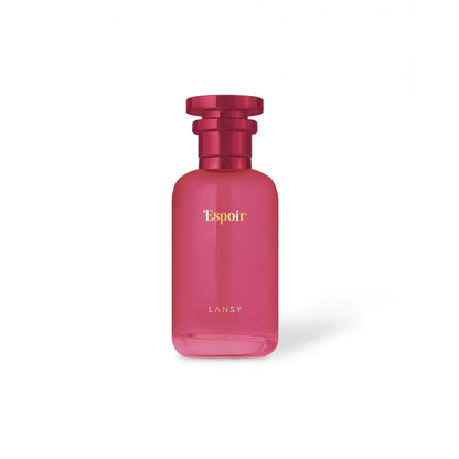 Pink perfume bottle with &