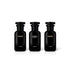 Three black Lansy perfume bottles labeled &