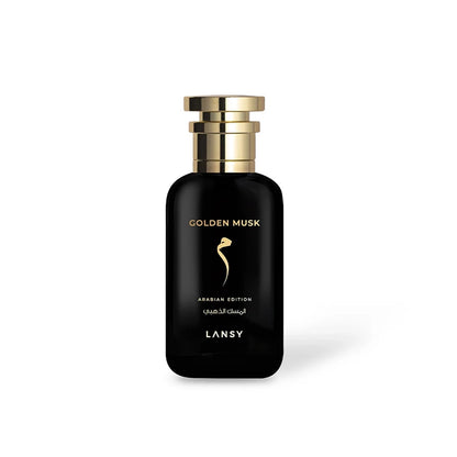 Lansy Golden Musk perfume bottle on a white background