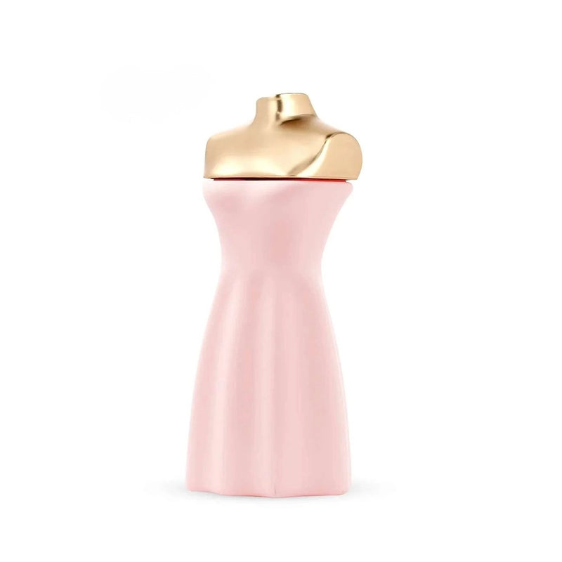 Pink and gold bottle on a white background