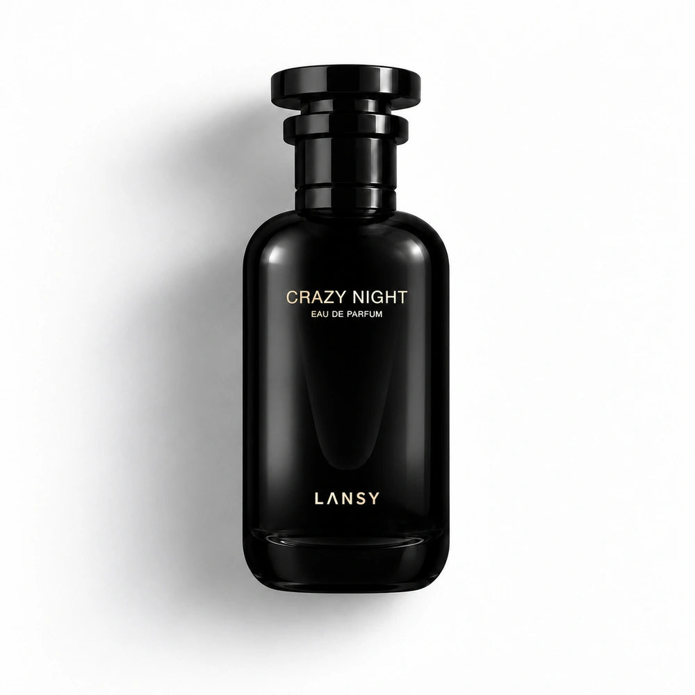 Black perfume bottle labeled &