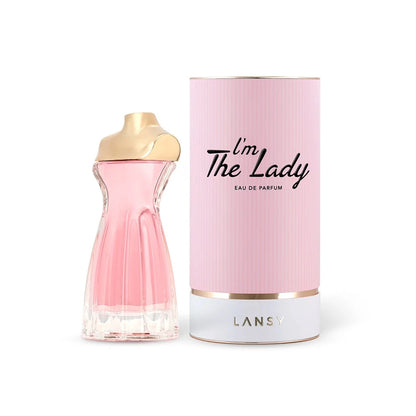 LANSY I’m The Lady Eau de Parfum pink bottle with matching packaging on a white background.