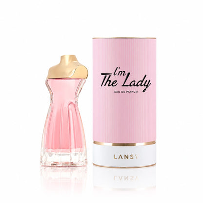 LANSY I’m The Lady Eau de Parfum pink bottle with matching packaging on a white background.