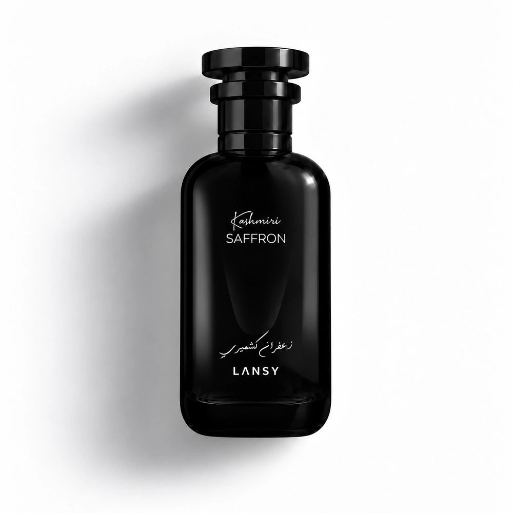 Black perfume bottle labeled &