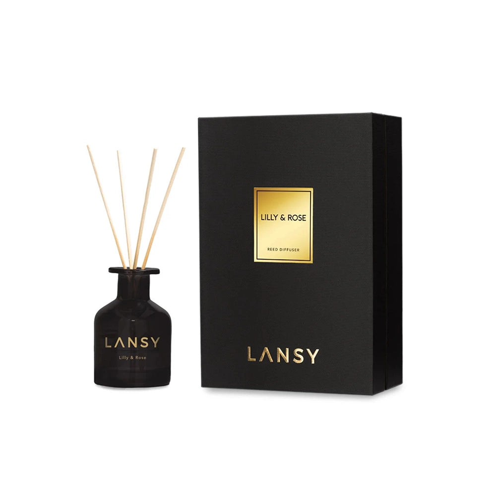 LANSY diffuser bottle and packaging on a white background