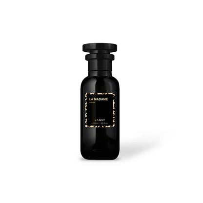 Black perfume bottle with &