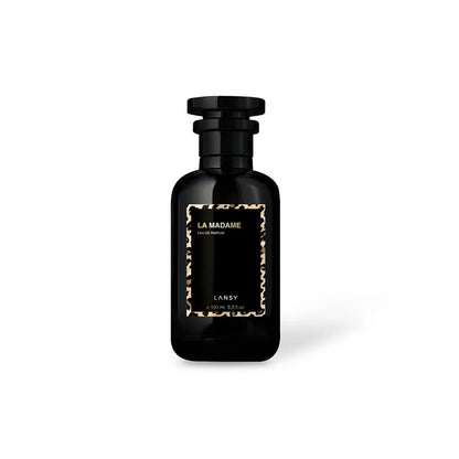 Black Lansy perfume bottle with &
