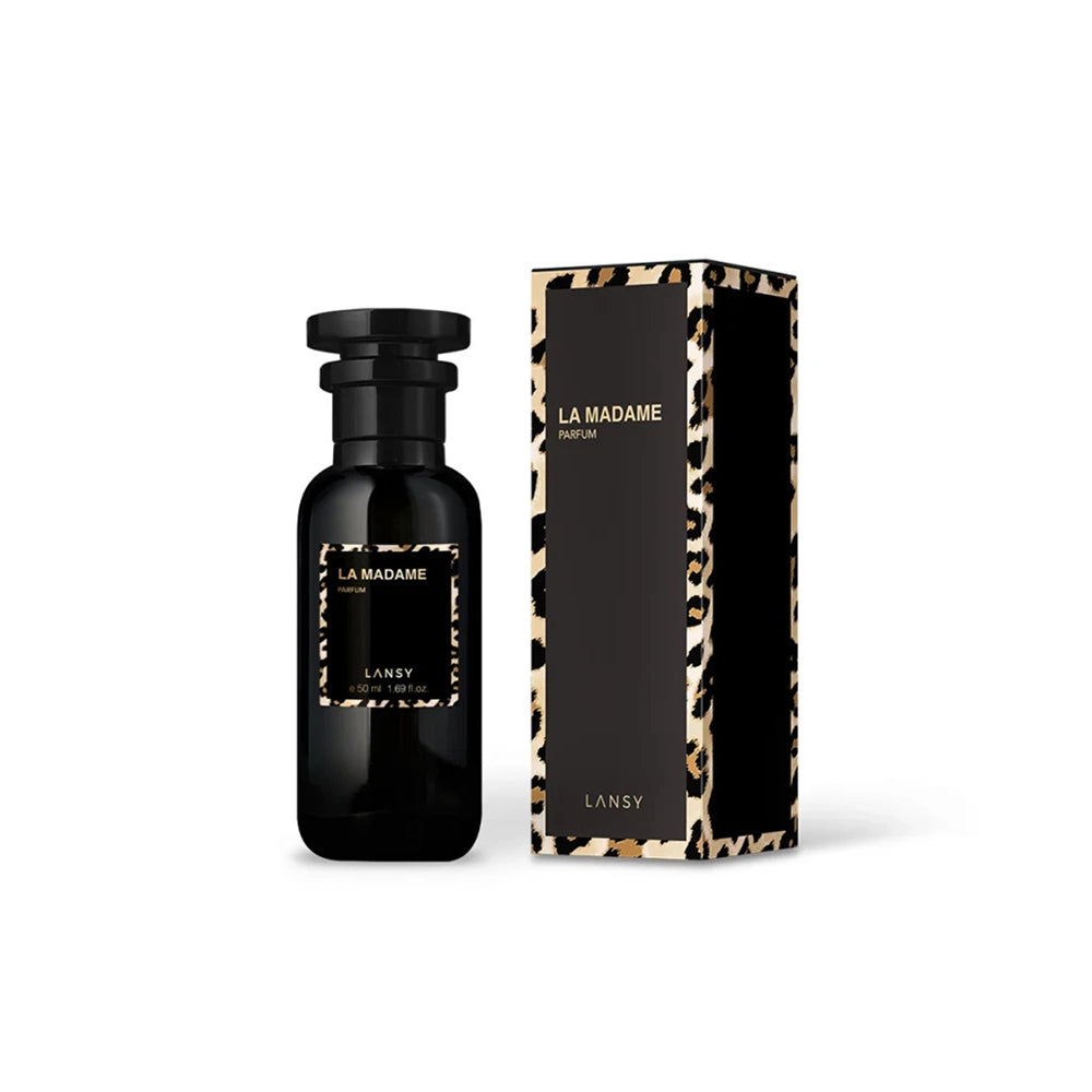 Lansy La Madame perfume bottle and packaging on a white background