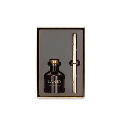 Lansy perfume bottle and spray in a box on a white background