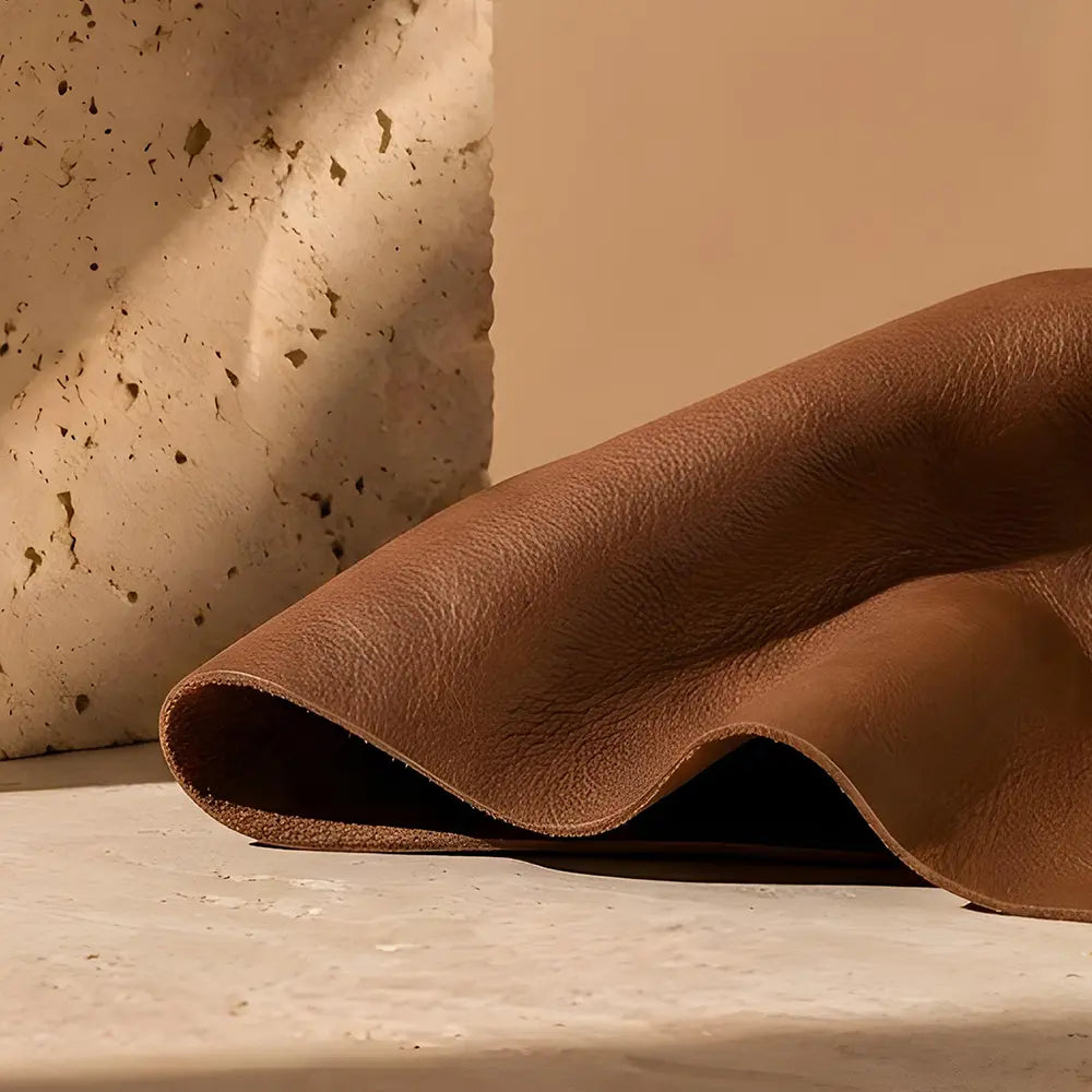 Brown leather surface on a neutral background