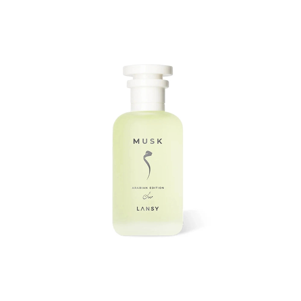 Lansy Musk perfume bottle on a white background