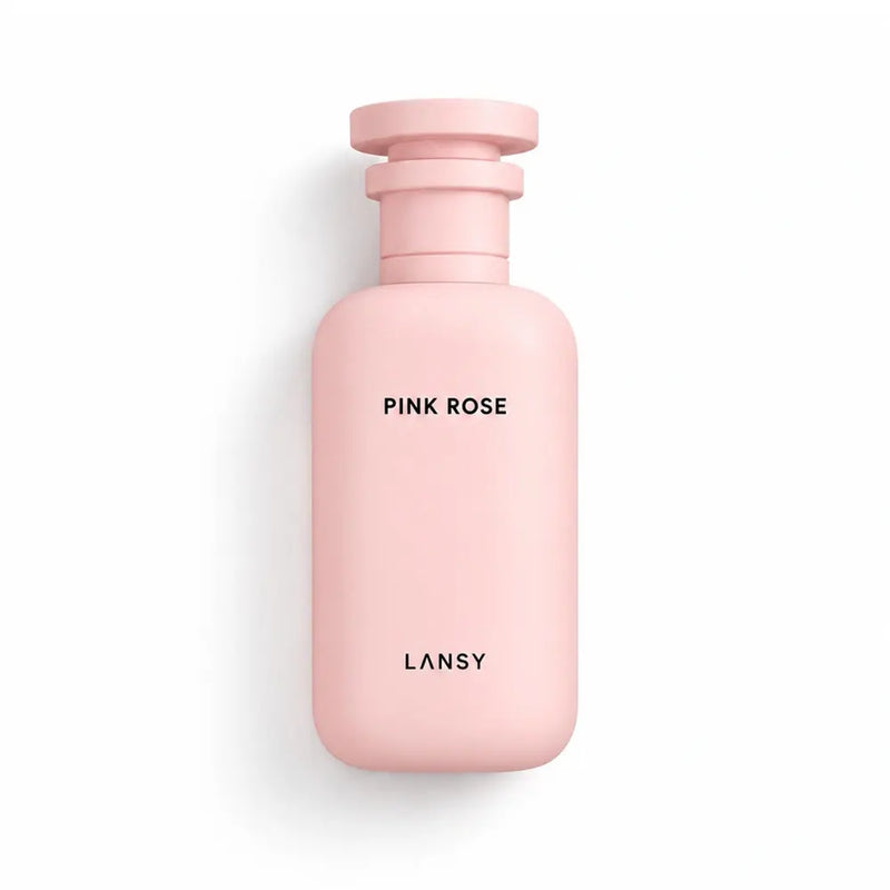 Pink bottle of LANSY Pink Rose on a white background