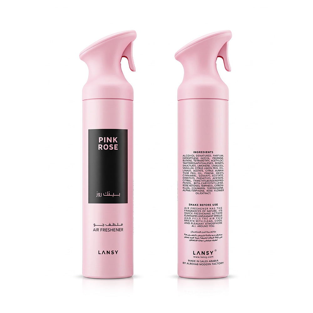 LANSY Pink Rose Air Freshener front and back views on a white background