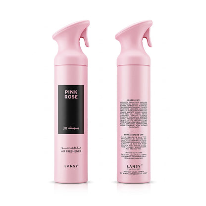 LANSY Pink Rose Air Freshener front and back views on a white background