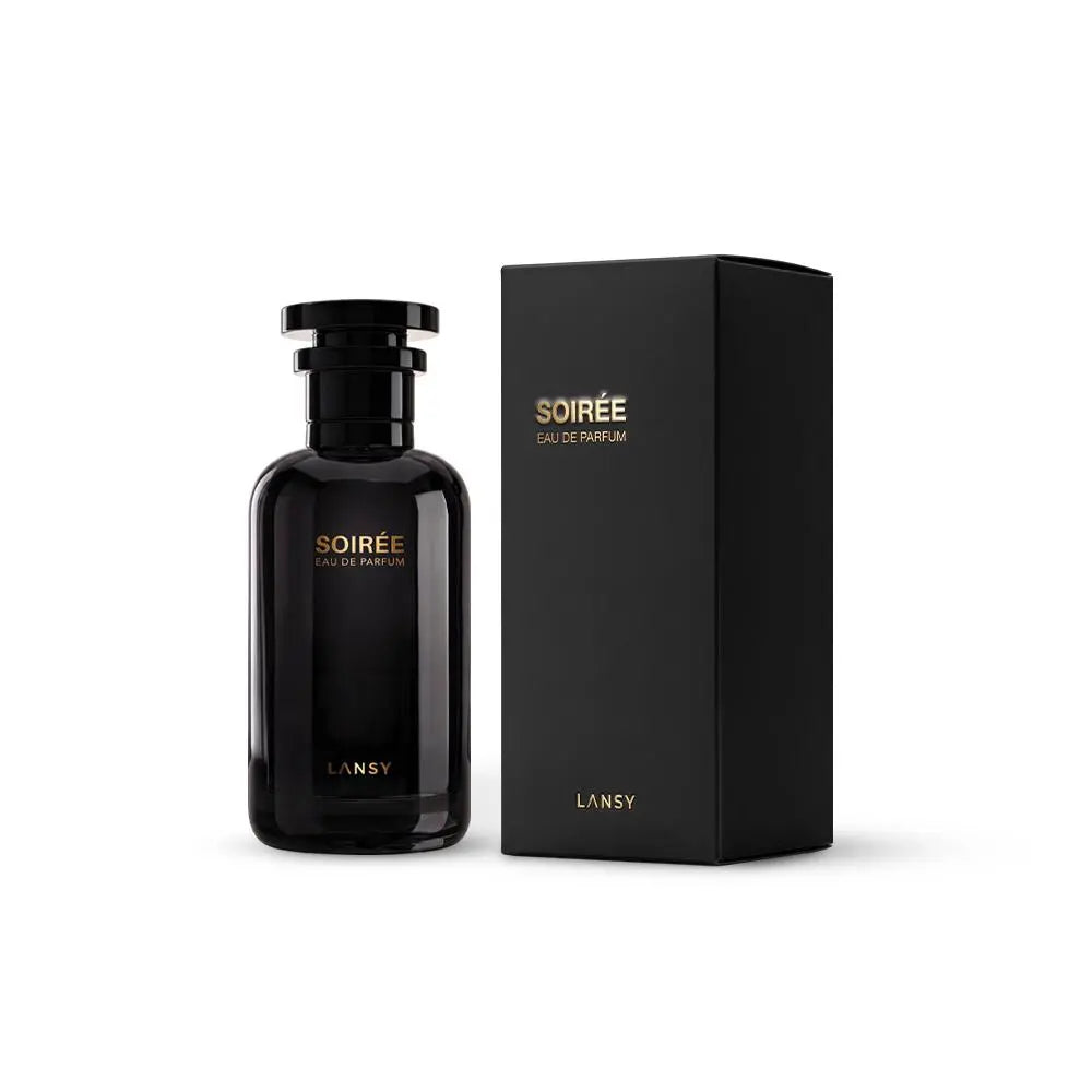Lansy Soiree Eau de Parfum bottle and packaging on a white background