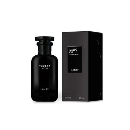 Lansy Tuxedo Noir perfume bottle and packaging on a white background