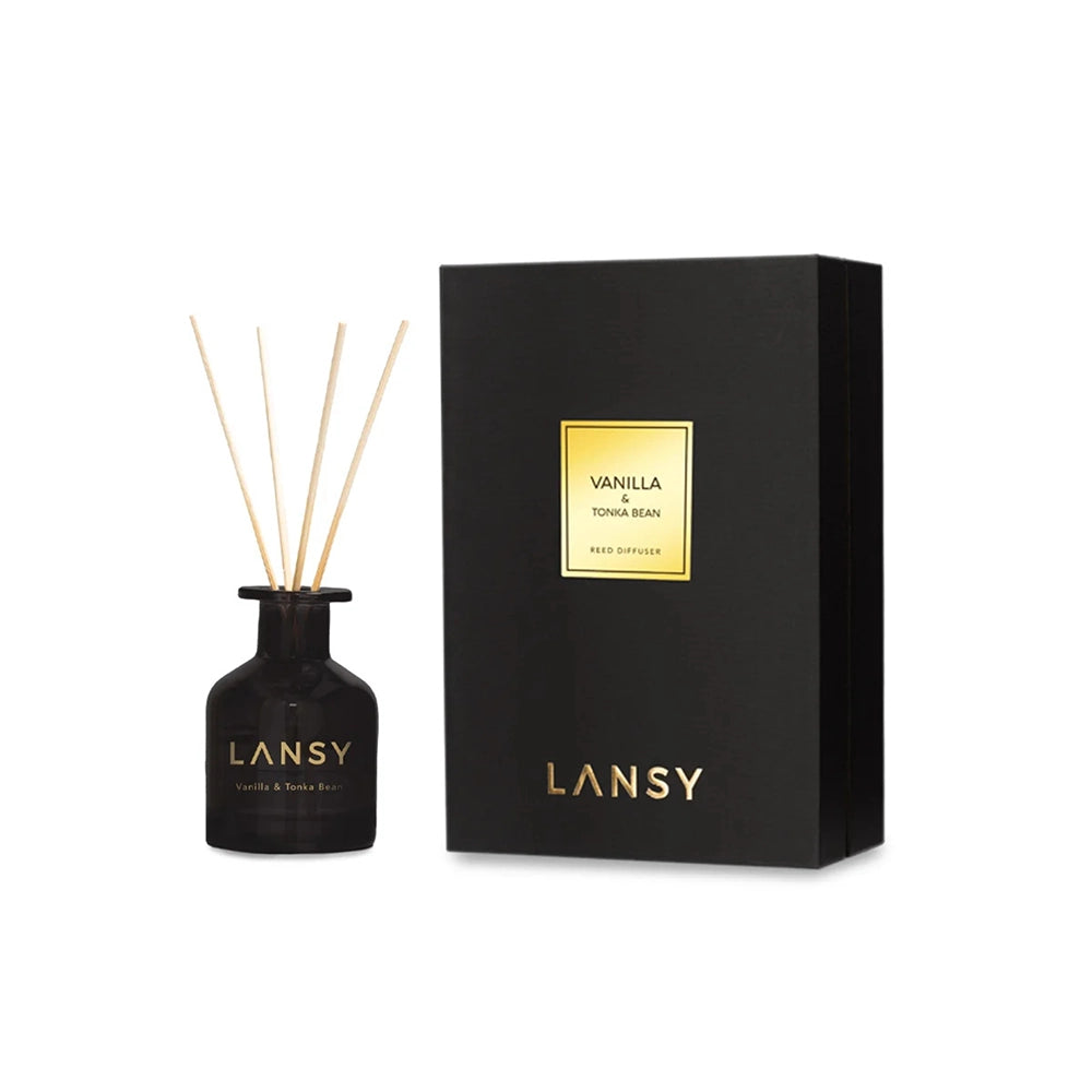 LANSY diffuser bottle and packaging on a white background