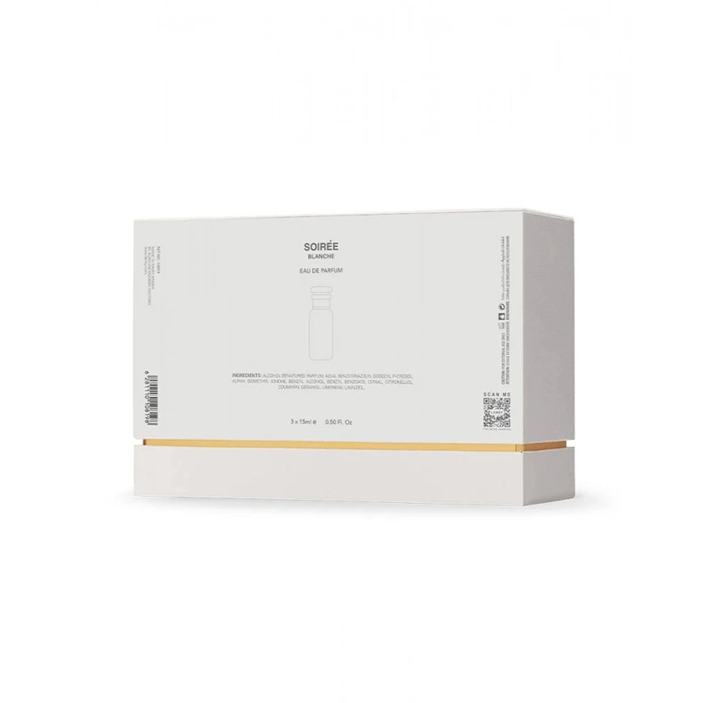 White box with gold accent on a white background
